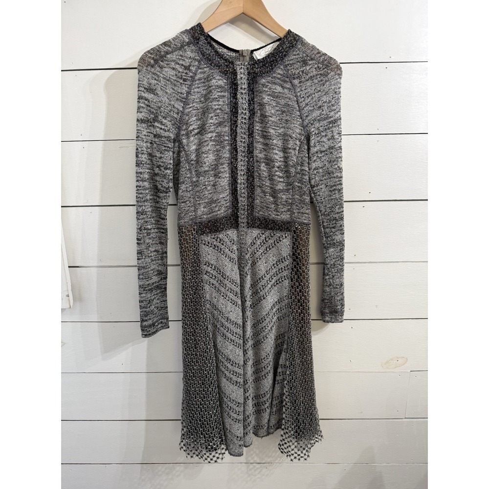 Byron Lars Beauty Mark Striped Mixed Pattern Sweater Knit A Line Dress Size 4‎